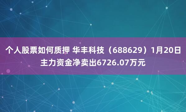 个人股票如何质押 华丰科技（688629）1月20日主力资金净卖出6726.07万元